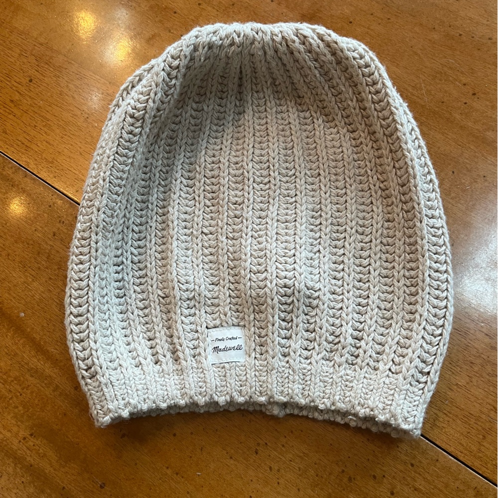 Madewell Chunky Knit Cap Hat Beanie taupe beige